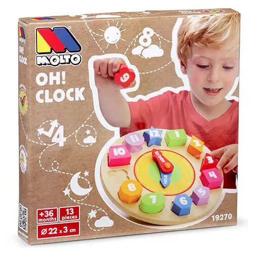 MOLTO Molto: Nature Oh! Clock ura vstavljanje oblik lesena igrača Cene
