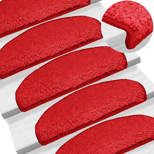  Prostirke za stepenice 15 kom 65x21x4 cm crvene poluokrugle velike Cene