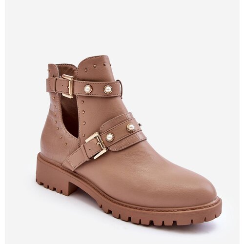Kesi Women's Trappers Shoes with pearls Beige Klarisa Cene