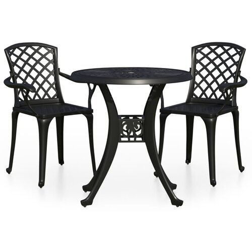 VidaXL Bistro garnitura 3-delna liti aluminij črna, (20674890) Slike