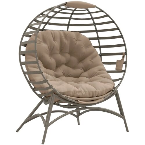  Papasan pletena stolica s jastukom ovalna sklopiva čelik 118x75x139 cm pje&amp;scaron;čano smeđa Slike