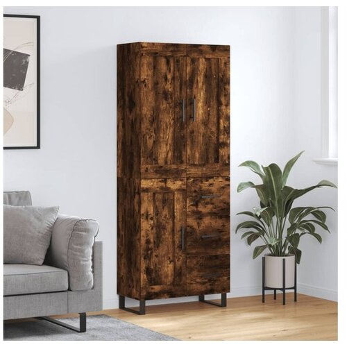 vidaXL Visoka komoda dimljeni hrast 69 5x34x180 cm konstruiranog drva Cijene