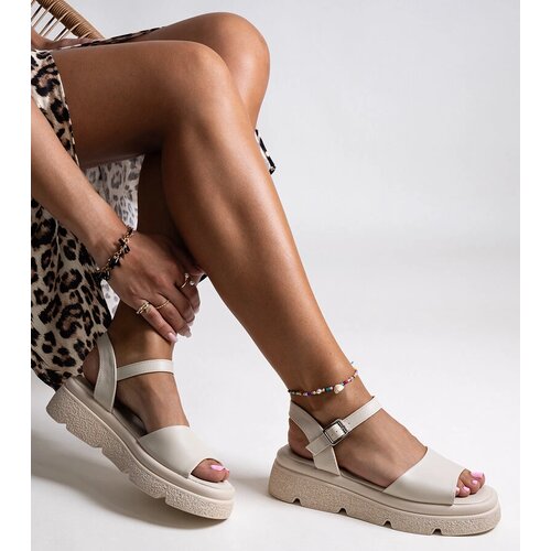 Gemre Beige eco leather wedge sandals Milesia Cene