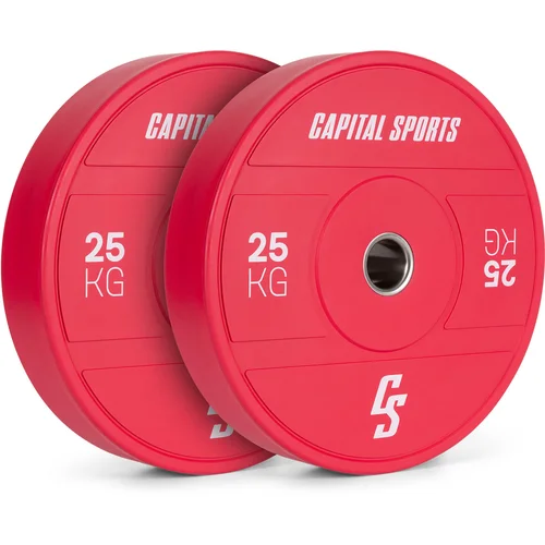 Capital Sports Nipton 2021, kolutne uteži, bumper plate, 2 x 25 kg, Ø 54 mm, kaljena guma