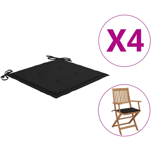vidaXL Jastuci za vrtne stolice 4 kom crni 40 x 40 x 3 cm od tkanine