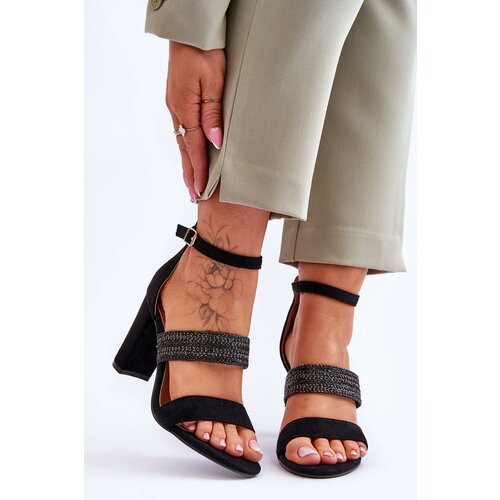 FE1 Suede Sandal With Braided Heel Strap Black Roselia Cene