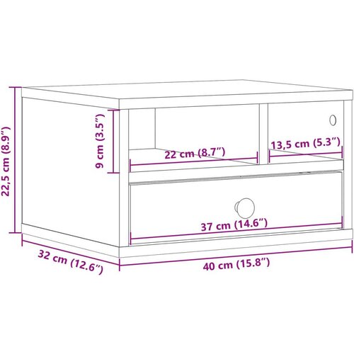 VidaXL Stalak za pisač siva boja hrasta 40x32x22,5cm konstruirano drvo Slike