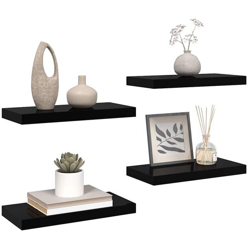  Plutajuće zidne police 4 kom sjajne crne 50 x 23 x 3,8 cm MDF Slike