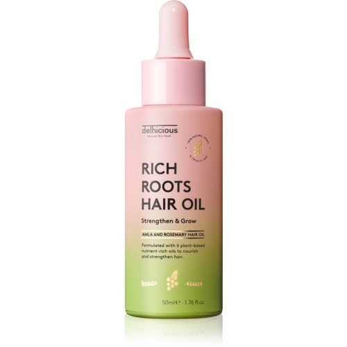 delhicious RICH ROOTS AMLA & ROSEMARY HAIR OIL vlažilno in pomirjajoče olje za suho in srbeče lasišče 50 ml Cene
