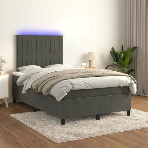  Box spring postelja z vzmetnico LED temno siva 120x200 cm žamet, (20725790)