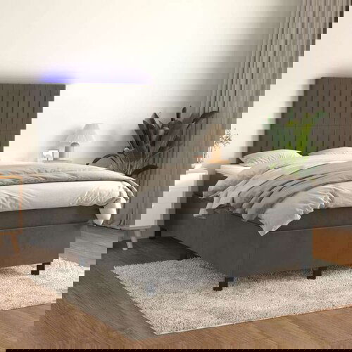  Box spring s madracem LED tamnosivi 120 x 200 cm bar&amp;scaron;un Slike