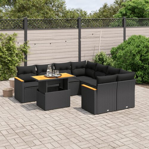 vidaXL 9-dijelni set vrtnih sofa s jastucima crni od poliratana Cijene