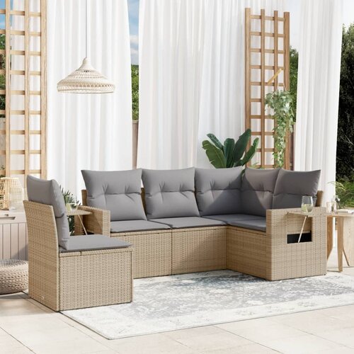 vidaXL 5-dijelni vrtni set sofa s jastucima bež od poliratana Cijene