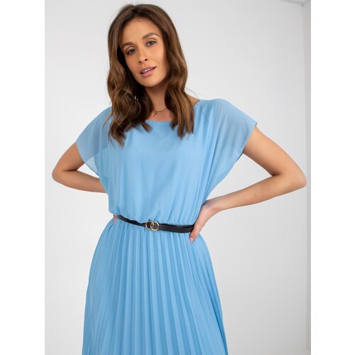 Fashion Hunters Light blue flared dress with pleats Slike