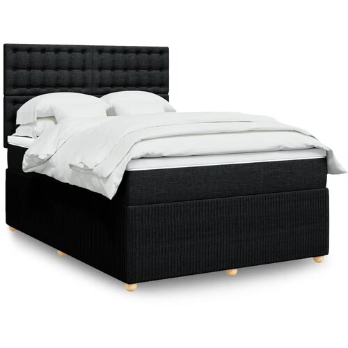 VidaXL Krevet s oprugama i madracem crni 140x200 cm od tkanine Slike