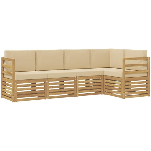  Set vanjskih sofa 5 pcs Bijela i bež 245 x 126,5 x 73 cm Slike