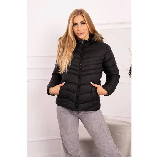 Kesi Quilted winter jacket with a hood black