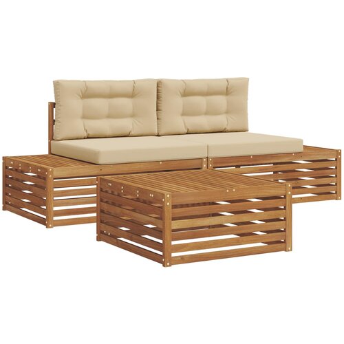  Set vanjskih sofa s jastukom 3 Komad Prirodna i bež Slike