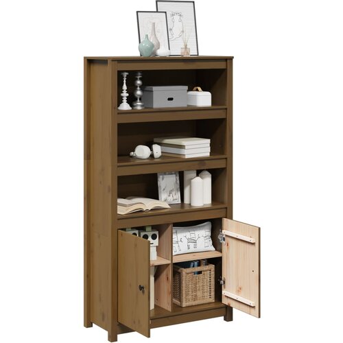  Visoka komoda boja meda 80 x 35 x 154 cm od masivne borovine Slike