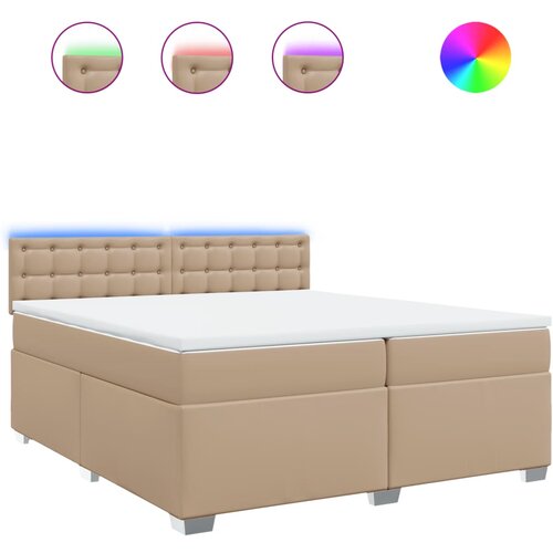 vidaXL Box spring postelja z vzmetnico kapučino 200x200 cm um. usnje, (21307056) Cene
