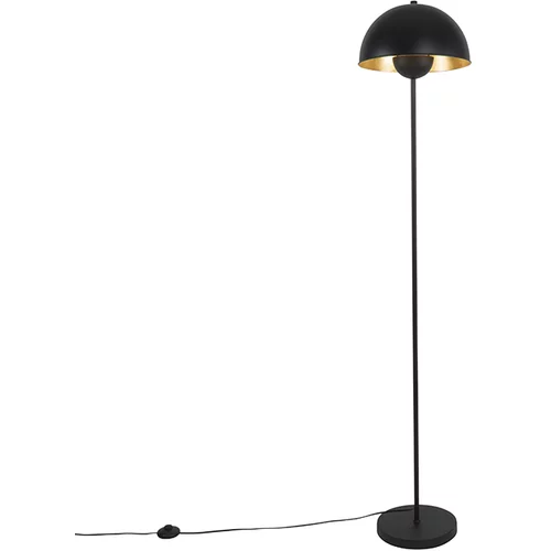 QAZQA Industrijska talna svetilka črna z zlatom 160 cm - Magnax