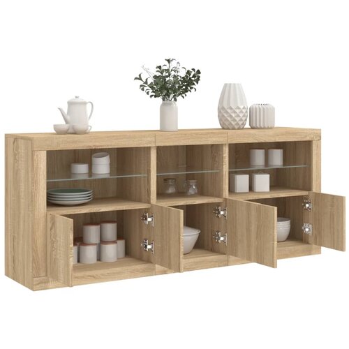  Komoda s LED svjetlima boja hrasta sonome 162 x 37 x 67 cm Slike