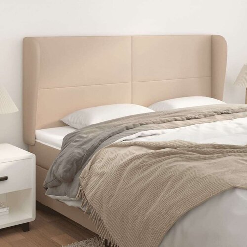  Vzglavje z u&amp;scaron;esi kapučino 203x23x118/128 cm umetno usnje, (20932210) Slike