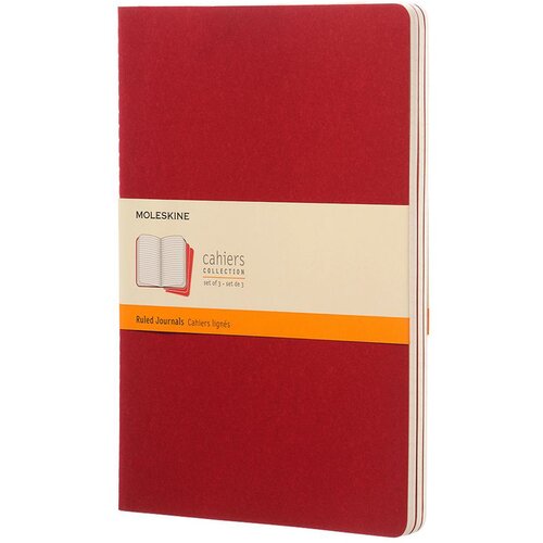 Moleskine Beležnica Cahier Journals XL mehke platnice, brusnično rdeča - črte, 3 kosi Slike