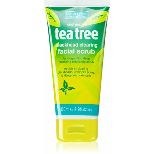 Beauty Formulas Tea Tree čistilni piling za obraz za problematično kožo 150 ml
