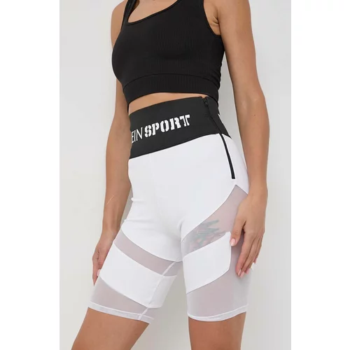 Plein Sport Kratke hlače za žene, boja: bijela, bez uzorka, visoki struk