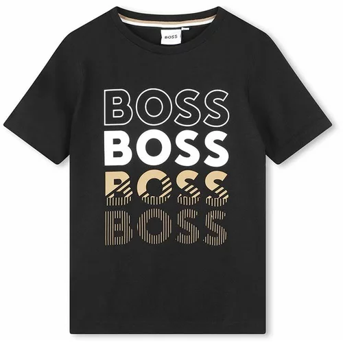 Boss Dječja pamučna majica kratkih rukava boja: crna, s tiskom