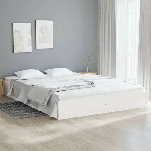  Okvir za krevet od masivnog drva bijeli 200 x 200 cm