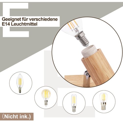 Nettlife Stropna svetilka 2 žarnici črn lesni učinek - stropna svetilka E14 4 žarnice max 25w moderna za dnevno sobo/spalnico., (22116638) Cene