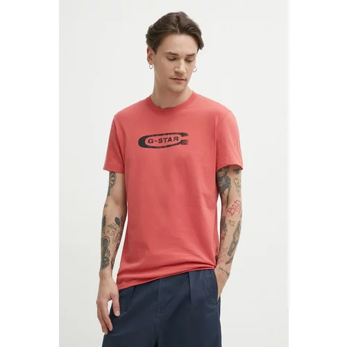 G-star Raw Pamučna majica za muškarce, boja: ružičasta, s tiskom