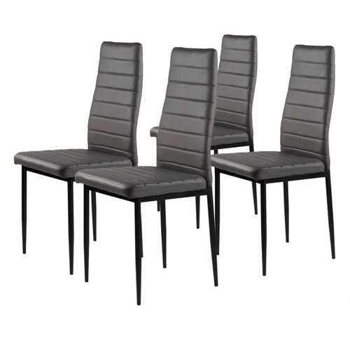  Set od 4 stolice za dnevni boravak i blagovaonicu s eko kožom, ergonomskim naslonom, siva Cijene