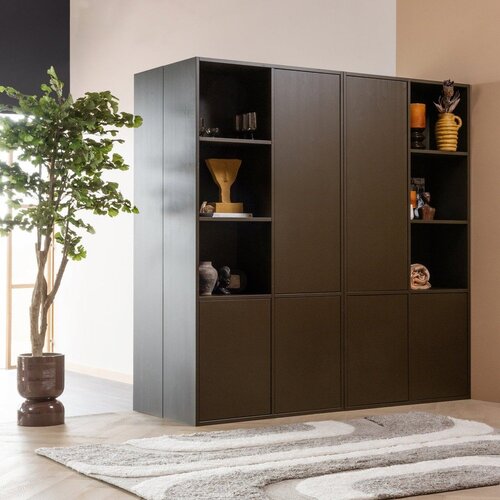 WOOOD Temno rjava modularna omarica iz masivnega bora 108x215 cm Meggy &amp;ndash; Slike