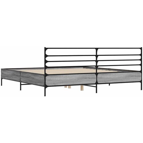  Okvir za krevet boja hrasta 200x200cm konstruirano drvo i metal Siva 200 x 200 cm Slike