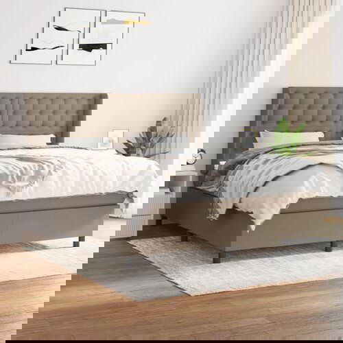  The Living Store Box spring postelja z vzmetnico taupe 160x200 cm blago - Box Spring Postelja, (21448650) Slike
