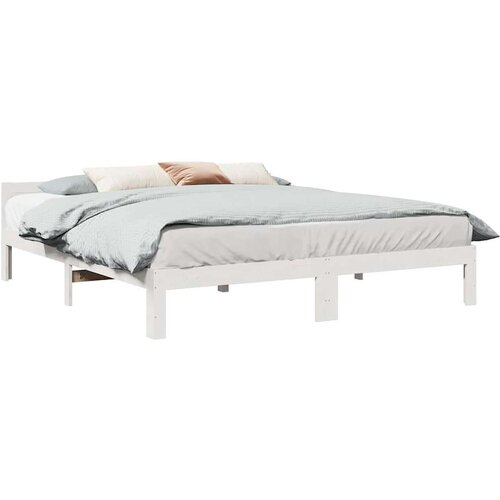  Posteljni okvir brez vzmetnice bel 180x200 cm trdna borovina Cene