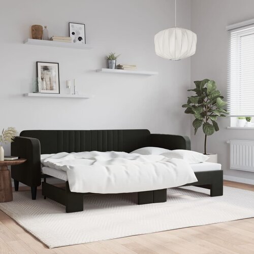VidaXL Izvlečna dnevna postelja črna 80x200 cm žamet Slike