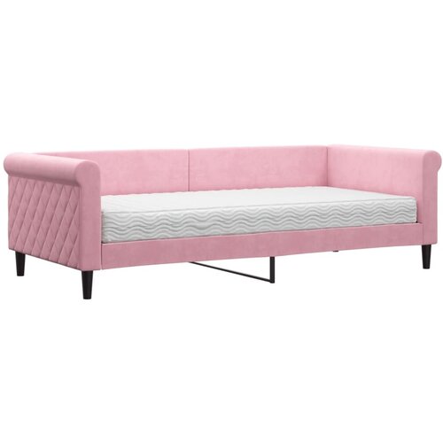 vidaXL dnevna postelja z vzmetnico roza 90x200 cm žamet, (20937167) Cene