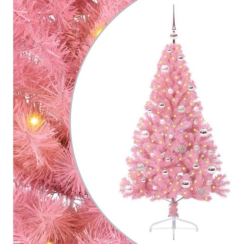 vidaXL Umjetna preddekorirana božićna jelka Roza 150 cm PVC Cene