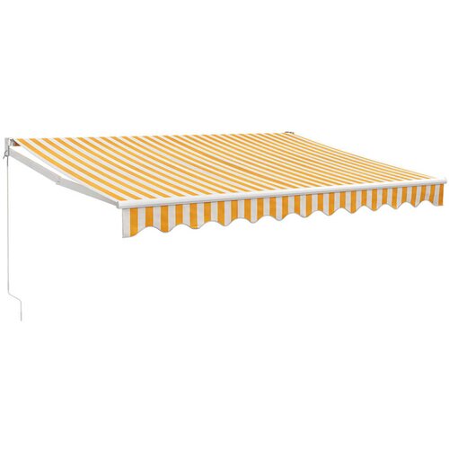 VidaXL Zlozljiva tenda rumena in bela 3,5x2,5 m blago in alu Slike