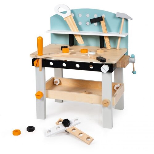 ECO TOYS Drveni stol za alate za djecu s 38 komada Slike