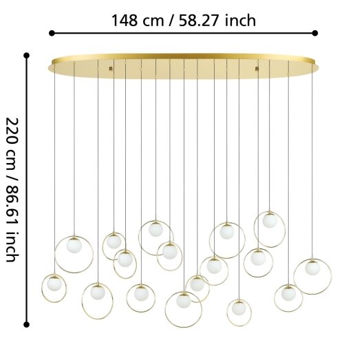 Eglo 390348 - led prigu&amp;scaron;iva luster na sajli portocolom 17xLED/3W/230V zlatna Slike