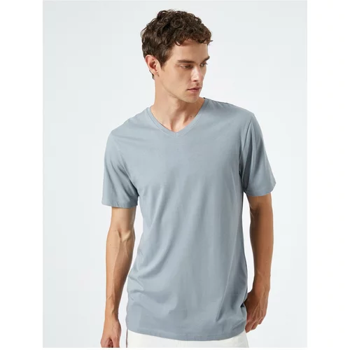 Koton V Neck T-Shirt Basic Short Sleeve Cotton