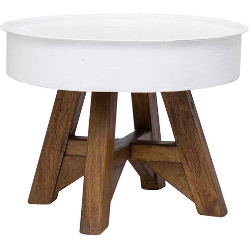  Stolić za kavu od masivnog obnovljenog drva 60 x 45 cm bijeli Cijene
