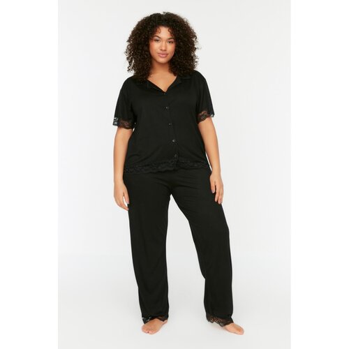 Trendyol Curve Black Lace Knitted Pajamas Set Slike