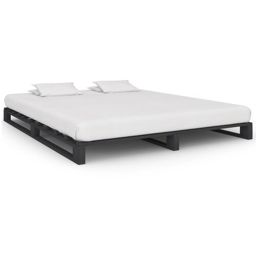 The Living Store Posteljni okvir iz palet siva trdna borovina 200x200 cm - Posteljni Okvir, (21490387) Slike