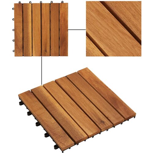  Pločice za decking 30 pcs Smeđa 30 x 30 cm Acacijsko drvo Slike
